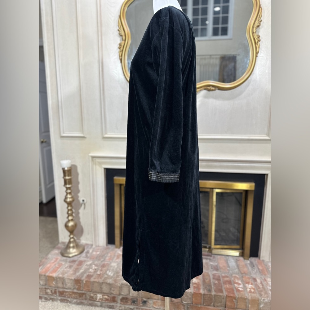 Jones New York Kaftan XL Black Velvet Gold Embroidered Winter Gothic Romantic - Picture 4 of 11